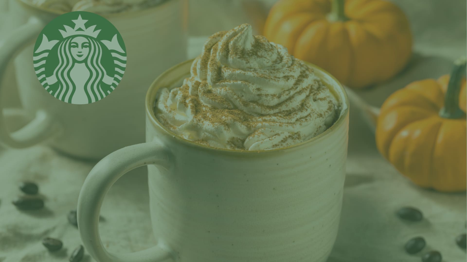 pumpkin-spice latte and starbucks logo
